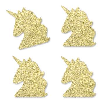 Big Dot of Happiness Gold Glitter Unicorn - No-Mess Real Gold Glitter Cut-Outs - Magical Unicorn Baby Shower or Birthday Party Confetti - Set of 24