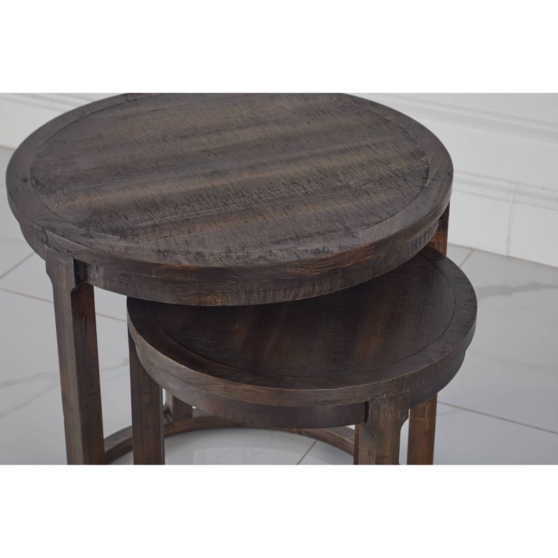 Gary Wood Nesting Round End Table Set Dark Brown - Abbyson Living, 4 of 8