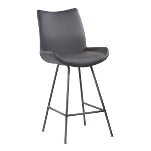 26" Armen Living Coronado Contemporary Counter Height Barstool Gray: Upholstered, Metal Frame, Footrest - 1 of 4