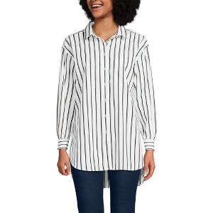 Lands' End Women's No Iron Oversized Poplin Extra Long Tunic - 1 of 3