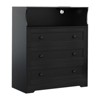 3-Drawer Small Dresser with Charging Station, Modern Wooden Chest of Drawers - 2 of 4