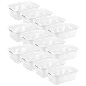 Sterilite HipHold Laundry Basket, 1.5 Bushel Plastic Hamper, White, 12 Pack - 1 of 4