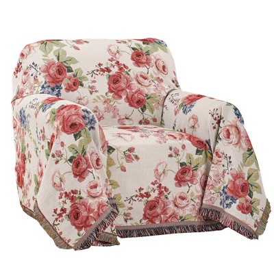 Collections Etc Rose Floral Tapestry Tuck-Away Protective Furniture Throw