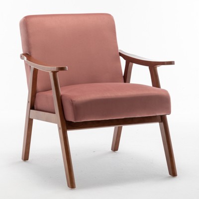 FONTOI Accent Chair with Wood Frame, Accent Chair with Extra-Thick Backrest, Wingback Chair for Bedroom Living Room, Pink, 31.1"*32.3"*26"