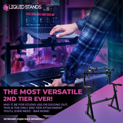 Adjustable Black Steel 2-Tier Keyboard Stand Attachment