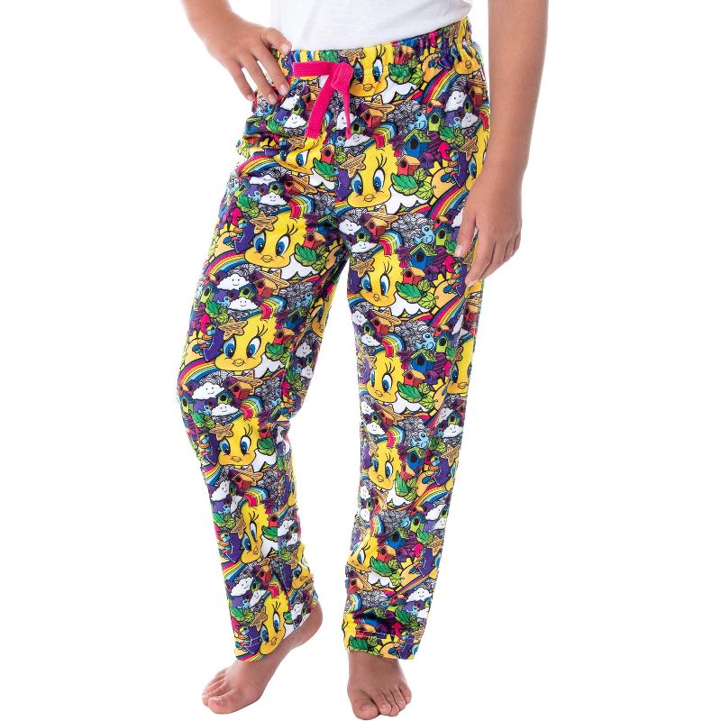 Looney Tunes Girls' Tweety Bird Pattern Velvety Soft Lounge Pajama Pants Multi, 1 of 5