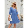 Womens Summer Midi Dress 3/4 Sleeve V Neck Highwaist Tiered Sun Dress A Line Midi Flowy Smock Dress with Roll Sleeve Summer Casual Dress - 4 of 4
