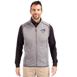 Toronto Blue Jays Cutter & Buck Mainsail Sweater-Knit Mens Big and Tall Full Zip Vest - 1 of 1