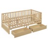 YOOCOZZ Twin Size Wooden Daybed with Fence Guardrails and 2 Storage Drawers, Convertible into an Independent Floor Bed and Daybed - 2 of 4