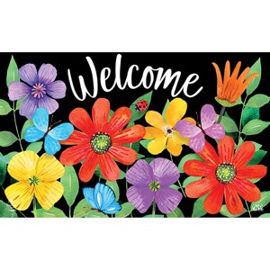 Whimsy Flowers Spring Doormat Indoor Outdoor 30" x 18" Briarwood Lane - 1 of 4