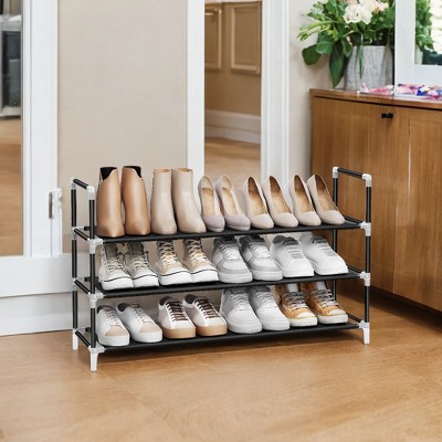Slim 3-Tier Shoe Rack with Space-Saving Design and Sturdy Construction - Ideal Shoe Storage Solution for Entryways and Closets