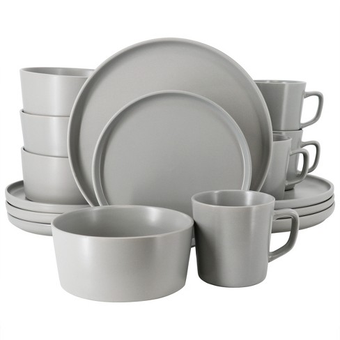 Elama Luxmatte Light Gray 16 Piece Dinnerware Set : Target