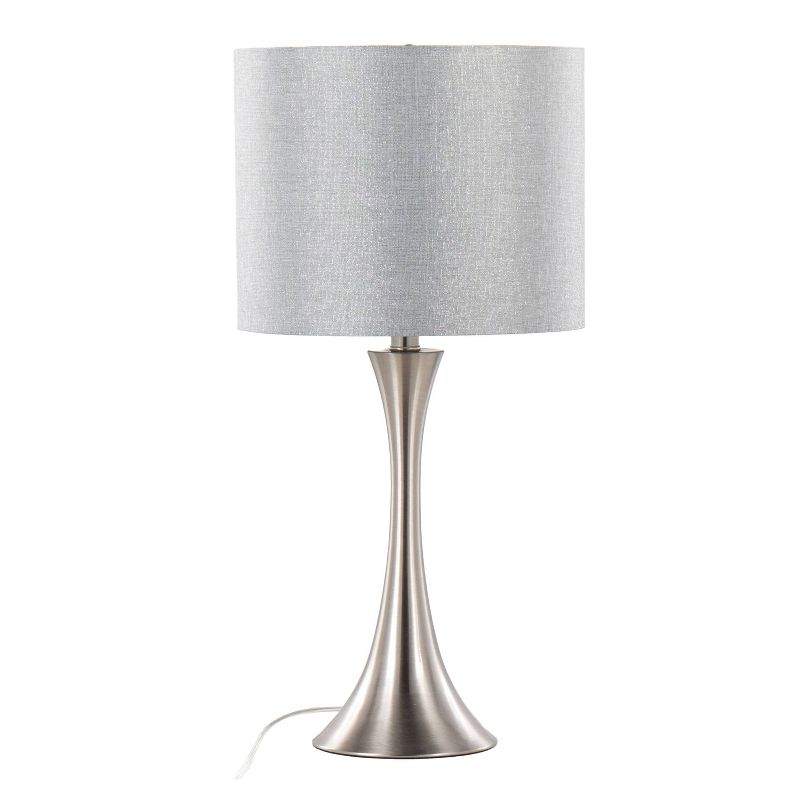 LumiSource (Set of 2) Lenuxe 24&#34; Contemporary Table Lamps Brushed Nickel and Gray Sparkly Shade from Grandview Gallery, 2 of 10