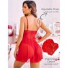 Clotth Women's Floral Lace Teddy Lingerie Nightgown, Floral Snap Crotch Chemise Nightie Babydoll Lingerie for Women, Red - 4 of 4