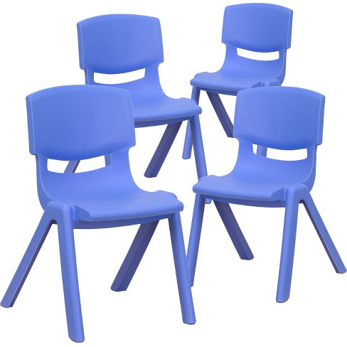 Emma and Oliver 4 Pack Blue Plastic Stack School Chair with 12