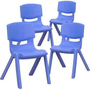 Emma and Oliver 4 Pack Plastic Stack School Chair with 12" Seat Height - Kids Chair