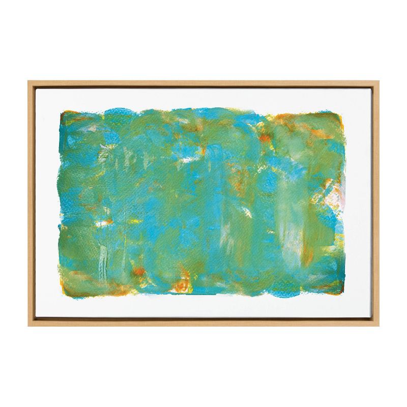 Natural Framed Abstract Jungle Canvas Wall Art for Kids