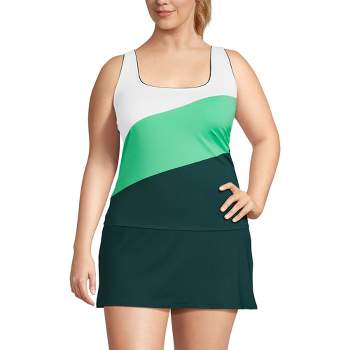 Lands' End Women's Chlorine Resistant Square Neck Halter Tankini Swimsuit  Top - 6 - Navy/emerald Decor Paisley : Target