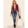 Allegra K Women's Velvet Zipper Lapel Collar Moto Biker Jacket - 3 of 4