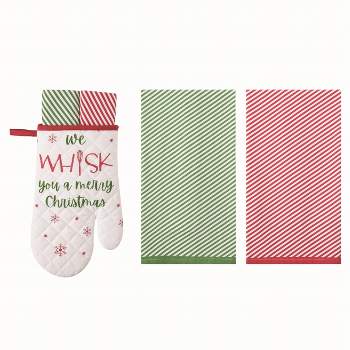 Transpac Cotton Multicolor Christmas Oven Mitt and Towels Gift Set of 3