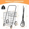 Foldable Utility Cart, 66 Lbs Capacity Double Shopping Basket with Wheels, Portable Grocery Cart for Laundry, Shopping - 2 of 4