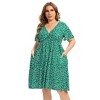 Clearlove Plus Size Dresses for Curvy Women Floral Sleeves Tiered Layers Casual Mini Dress with Pocket - 2 of 4