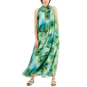 I.N.C International Concepts Womens Rio Rain Flounce Dress, Green, Medium - 1 of 1