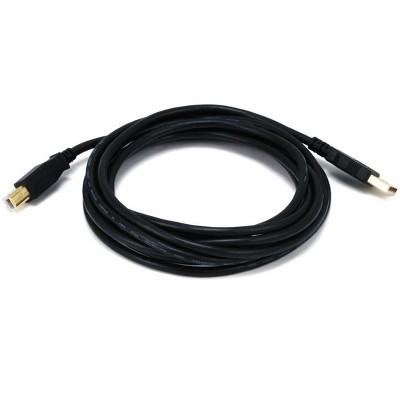 Monoprice USB 2.0 Cable - 10 Feet - Black | USB Type-A Male to USB Type-B Male, 28/24AWG with Ferrite Core, Gold Plated