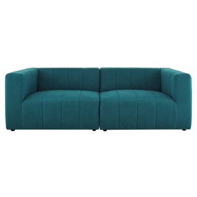 2pc Bartlett Upholstered Fabric Loveseat Teal - Modway