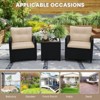 Tangkula 3 Piece Patio Furniture Set Rattan Conversation Set w/Soft Seat & Back Cushions Tempered Glass Topped Coffee Table Beige - 4 of 4
