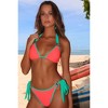 Moda Minx Contrast Cove 'Coral & Sea' Tie Side Crystal Bikini Bottoms - 2 of 4