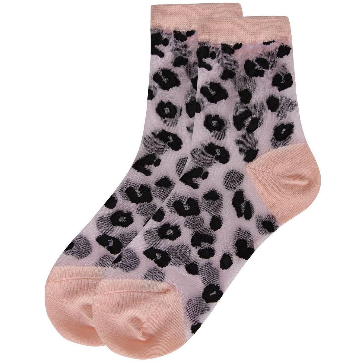 Memoi Women's Leopard Mono Fine Net Semi-Sheer Anklet Sock - thumbnail 3