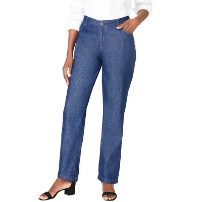 Jessica London Women's Plus Size Petite Classic Cotton Denim Straight  Jeans, 14 W - Indigo : Target