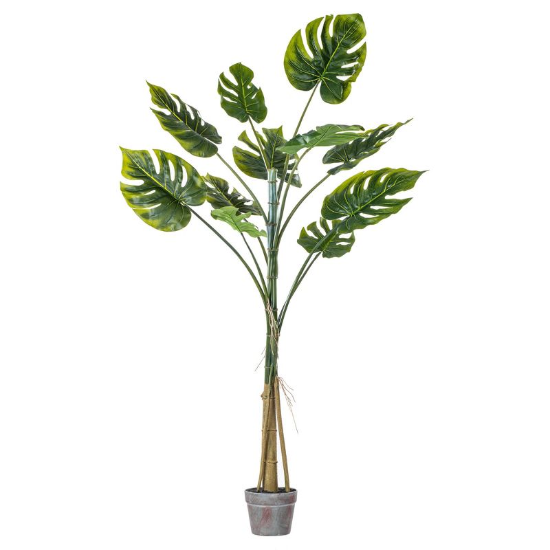 54" Tall Green Artificial Philodendron Tree in Weathered Plastic Pot