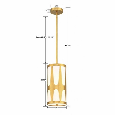 Antique Gold Pendant Light with White Glass Shade