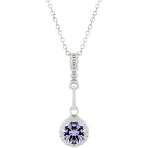 Slickblue Classic Drop Pendant for Women with Clear/Lavender Cubic Zirconia, Rhodium Plating, 1.81 ct, 15.5" Chain - 1 of 3