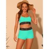 Elerevyo Women's Contrast Color High Waisted Scoop Neck Swimsuit Bathing Suit 2 Pcs - 4 of 4