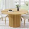 PexFix 52" Wood Round Dining Table Kitchen Table for 4-6 with Arc-Shaped Edge Top & Concave Cylinder Legs for Living/Dining Room Coffee Office Natural - 2 of 4