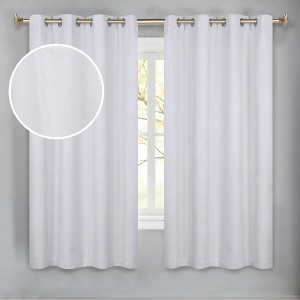 Textured Solid 100% Blackout Machine Washable Curtain Panels, Set of 2 by Blue Nile Mills - 1 of 4