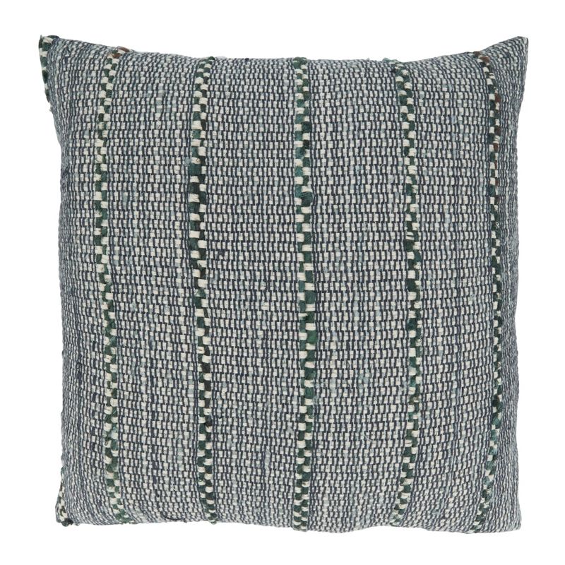 Saro Lifestyle Striped Cotton Throw Pillow With Poly Filling, Blue, 20" x 20", 1 of 4