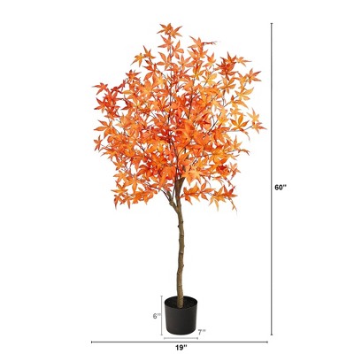 5-Foot Multicolor Maple Faux Potted Tree for Fall Decor