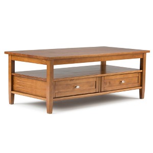 48" Solid Wood Coffee Table with Two Drawers and Storage, Square Tapered Legs, Ideal for Living Room or Family Room - 1 of 4