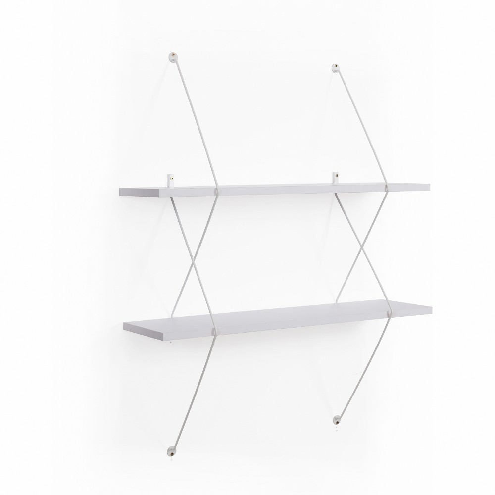 Photos - Kids Furniture 38.5" x 31.5" Two-Tier Wire Bracket Shelves White - Danya B.