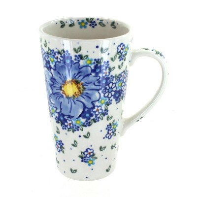 Blue Rose Polish Pottery Blue Starflower Large Coffee Mug
