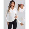 INSPIRE CHIC Women's Casual Soft Long Sleeve Button Decor V Neck Velvet Top - 2 of 4