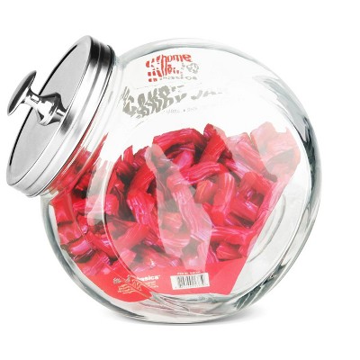 Home Basics Large 91 oz. Round Glass Candy Storage Jar with Stainless Steel Top, Clear