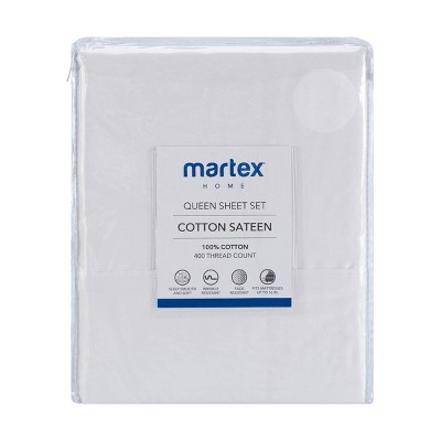White Full Size Cotton Sateen Deep Pocket Sheet Set