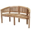 Sunnydaze 59" Solid Wooden Teak Outdoor Banana Bench with Curved Back - 4 of 4