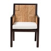 bali & pari Joana Modern Bohemian Dark Brown Mahogany Wood and Natural Seagrass Dining Arm Chair - 3 of 4