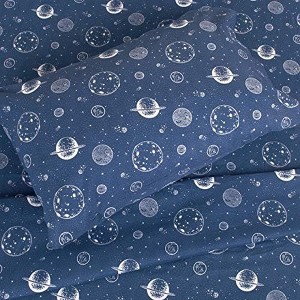 Tadpoles 4-Piece Dark Blue Galaxy Sheet Set | 1 Full Flat Sheet, 1 Full Fitted Sheet & 2 Queen Pillowcases - 1 of 4
